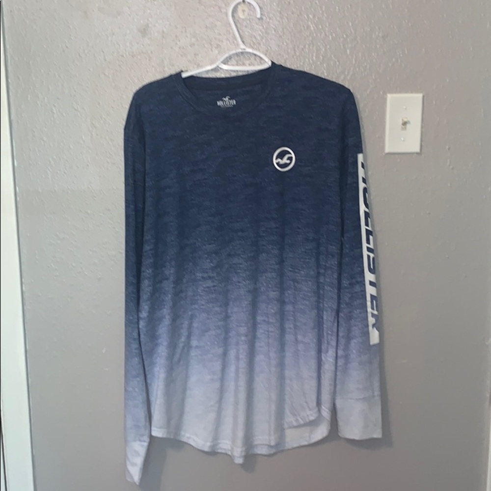 New Hollister Blue-white ombré long sleeve shirt